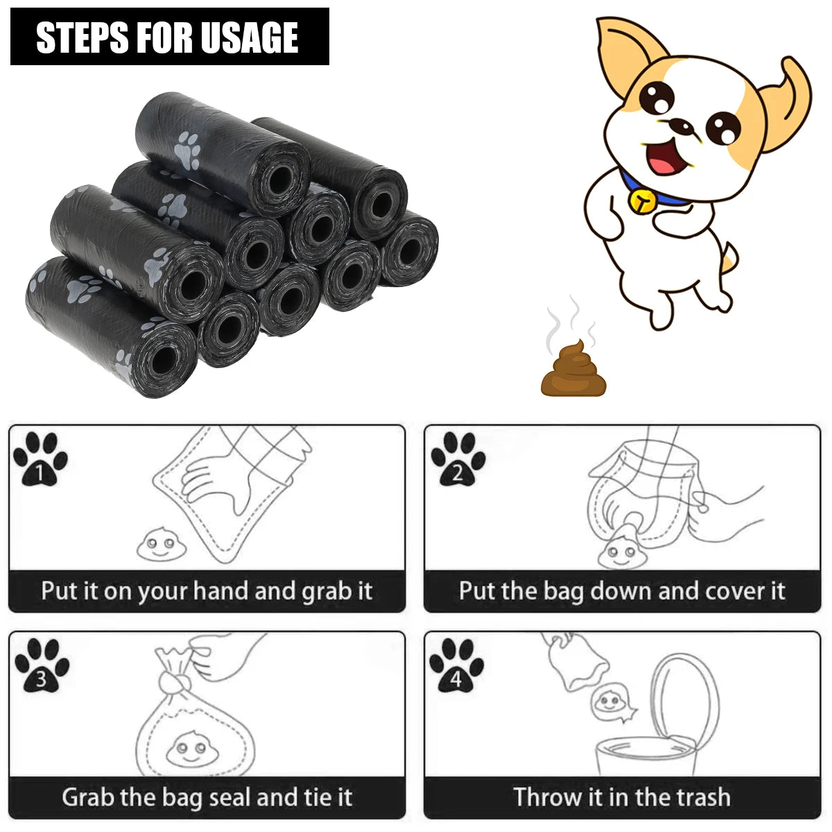 Pet Poop Bags with Bone Dispenser 30-Roll Set for Hassle-Free Cleanups