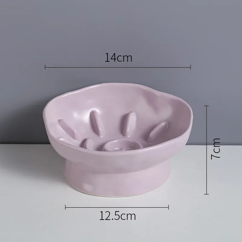 Elevated Ceramic Cat Bowl – Anti-Choking Slow Feed Design