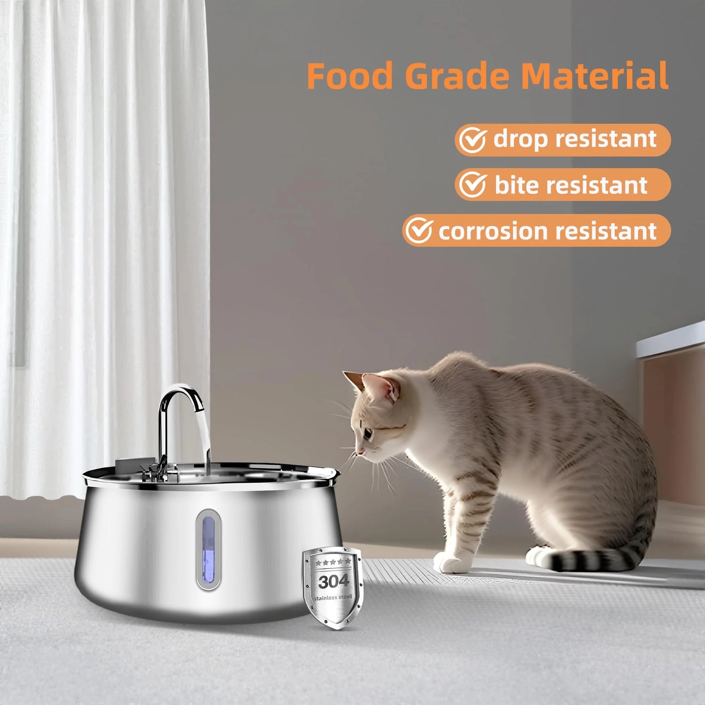 4L Stainless Steel Cat Drinking Fountain – Ultra-Quiet Hydration for Multiple Pets