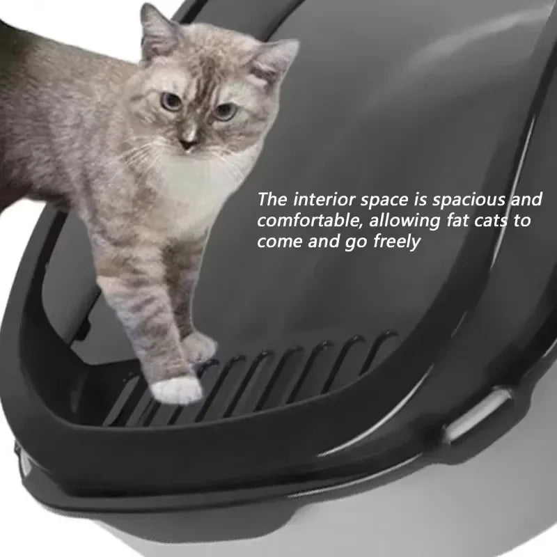 SplashGuard Semi-Enclosed Cat Litter Box with Integrated Scoop