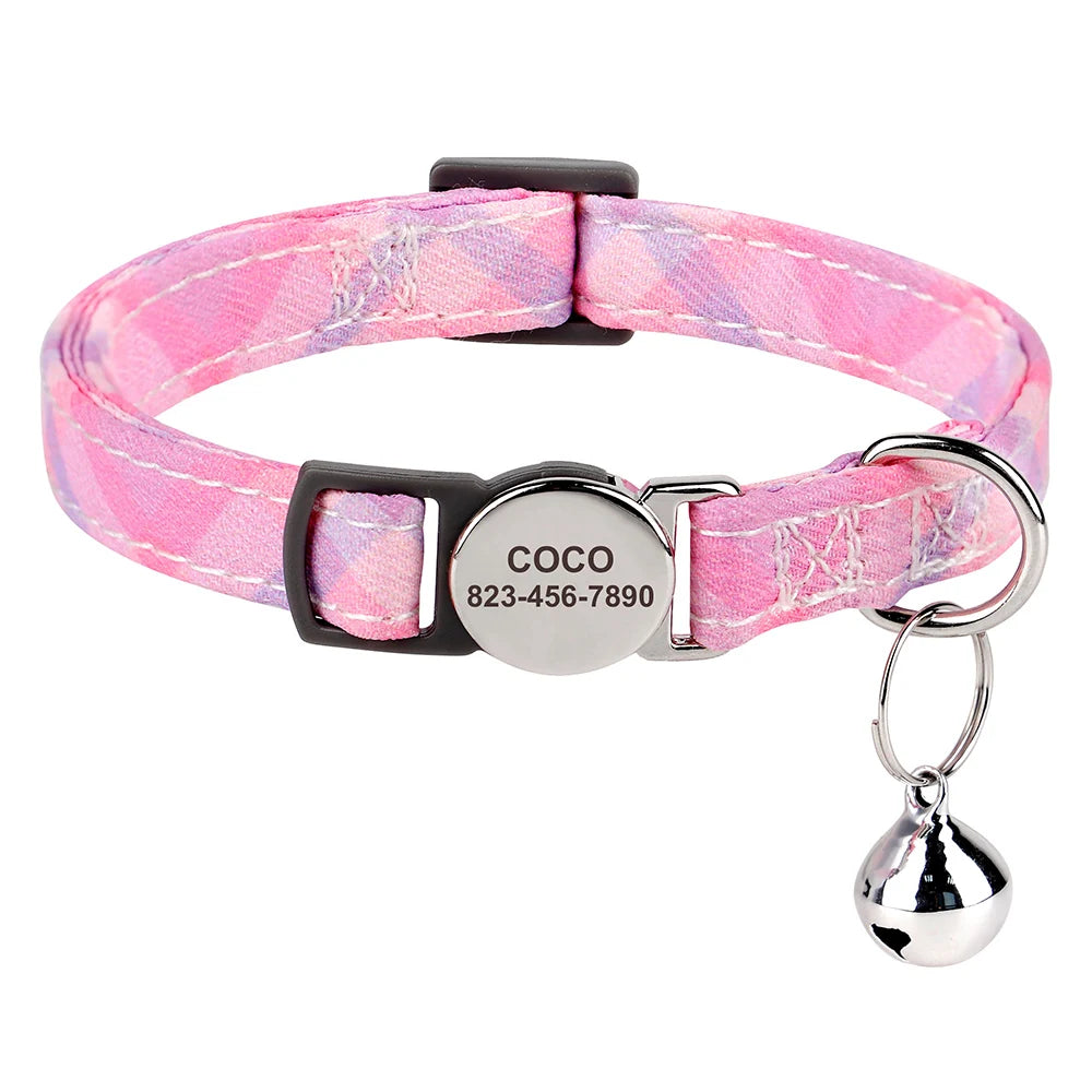 Personalized Pet Collar with Engraved ID & Bell – Safe & Stylish for Cats and Small Dogs