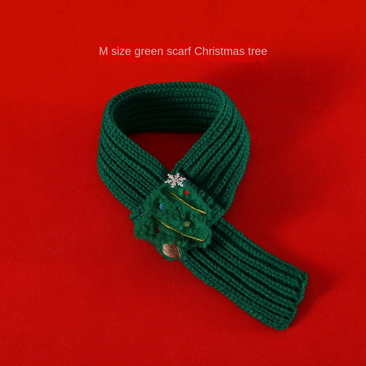 Dog Christmas Knitted Scarf with Fuzzy Pompom Puppy Cat Costume