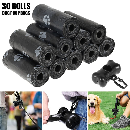 Pet Poop Bags with Bone Dispenser 30-Roll Set for Hassle-Free Cleanups