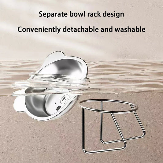 Elevated Stainless Steel Cat Bowl with Slanted Neck Guard