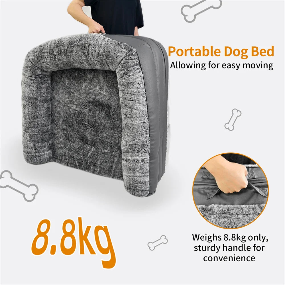 Foldable 2-in-1 Human & Dog Calming Bed with Plush Cover
