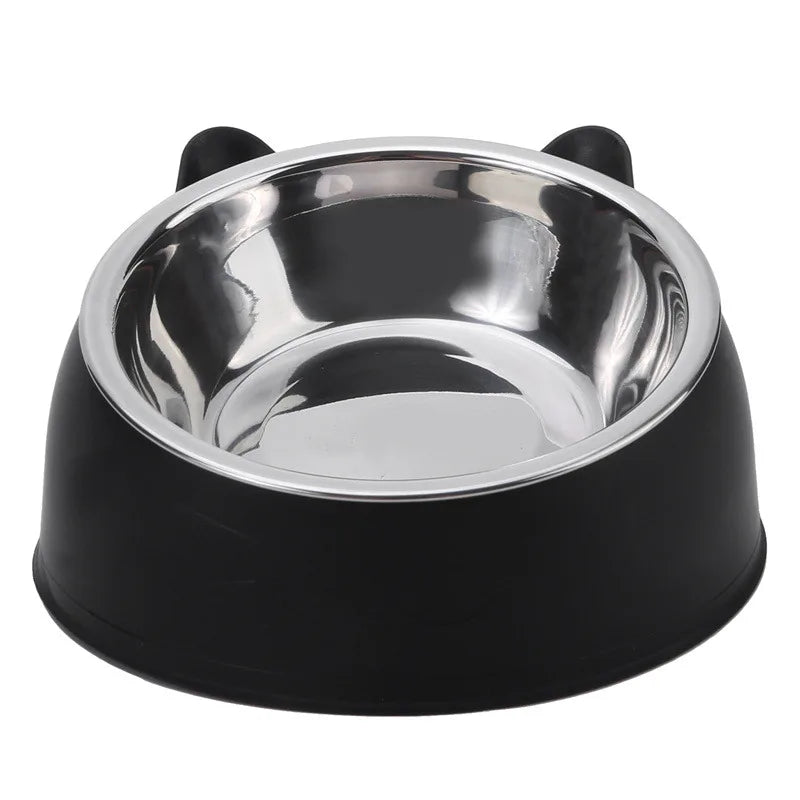 Stainless Steel Cat Bowl with Non-Slip Base – 15° Neck Protection Design