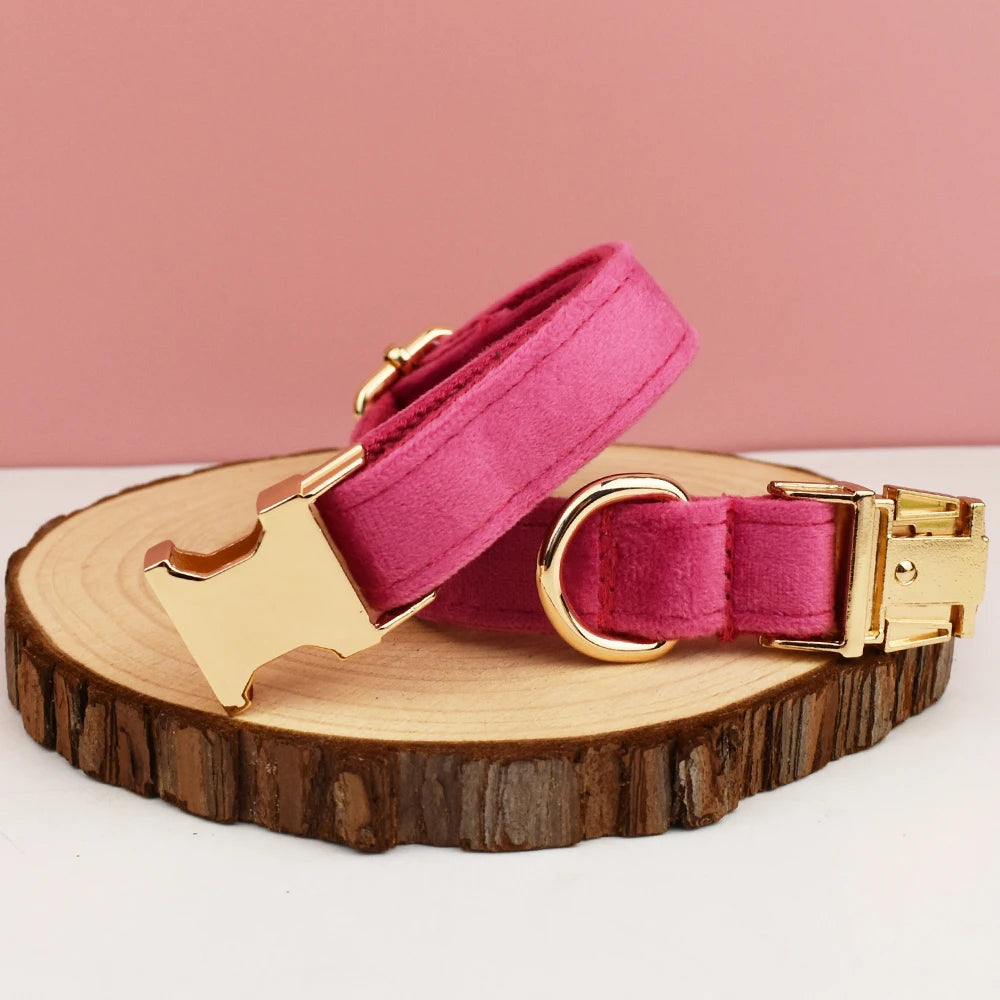 Luxury Personalized Dog Collar & Leash Set with Custom Bow Tie and Engraving