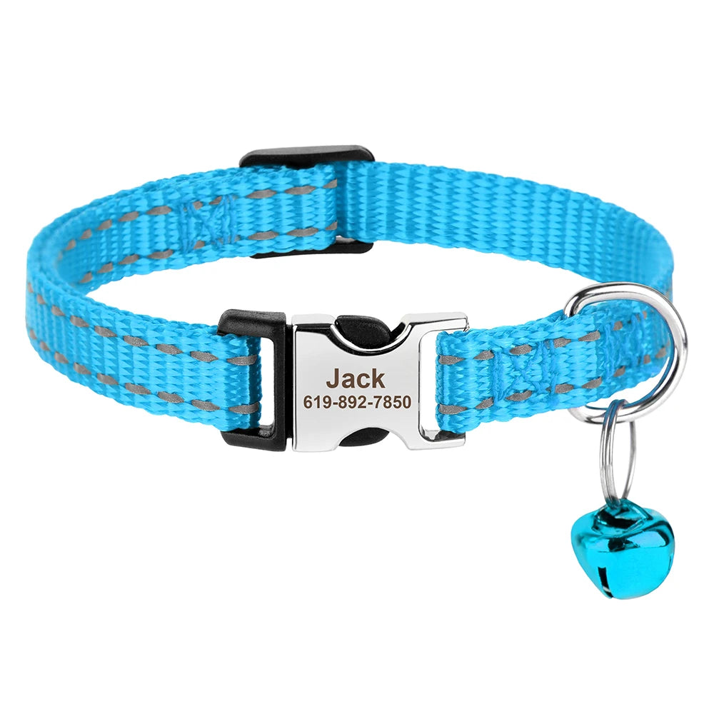 Personalized Pet Collar with Engraved ID & Bell – Safe & Stylish for Cats and Small Dogs