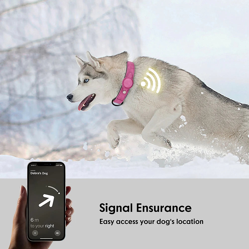 High-Quality Leather GPS Tracker Dog Collar Adjustable Anti-Lost AirTag for Small to Medium Dogs