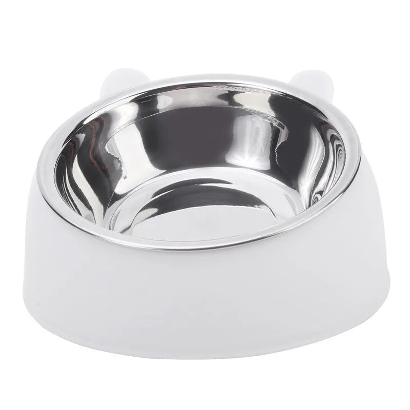 Stainless Steel Cat Bowl with Non-Slip Base – 15° Neck Protection Design