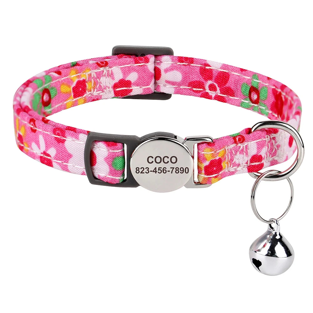 Personalized Pet Collar with Engraved ID & Bell – Safe & Stylish for Cats and Small Dogs