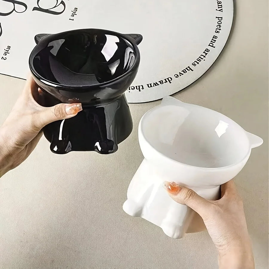 PurrComfort Orthopedic Tilted Cat Bowl – Anti-Vomiting 15° Slanted Food & Water Feeding Station with Stable Non-Slip Base
