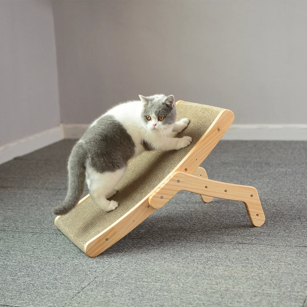 Wooden Cat Scratcher Scraper Detachable Lounge Bed 3 In 1