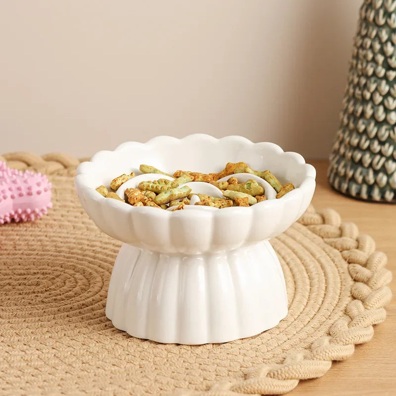 Elevated Ceramic Cat Bowl – Anti-Choking Slow Feed Design