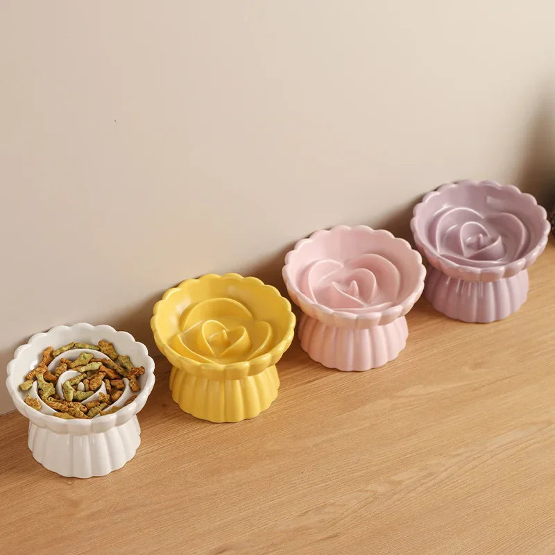 Elevated Ceramic Cat Bowl – Anti-Choking Slow Feed Design