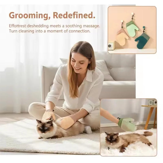 GloveSpa Two-Sided Pet Grooming Glove – Gentle Loose Fur Remover & Massage Tool