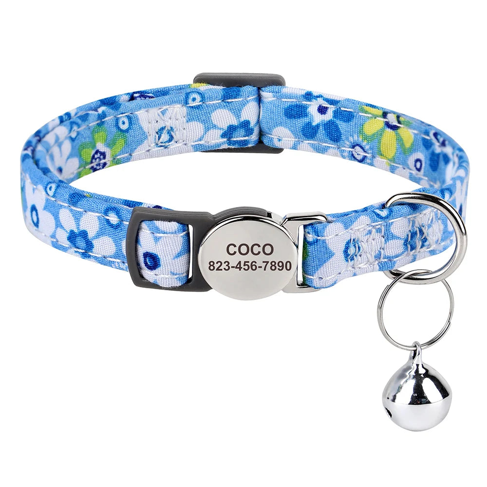 Personalized Pet Collar with Engraved ID & Bell – Safe & Stylish for Cats and Small Dogs