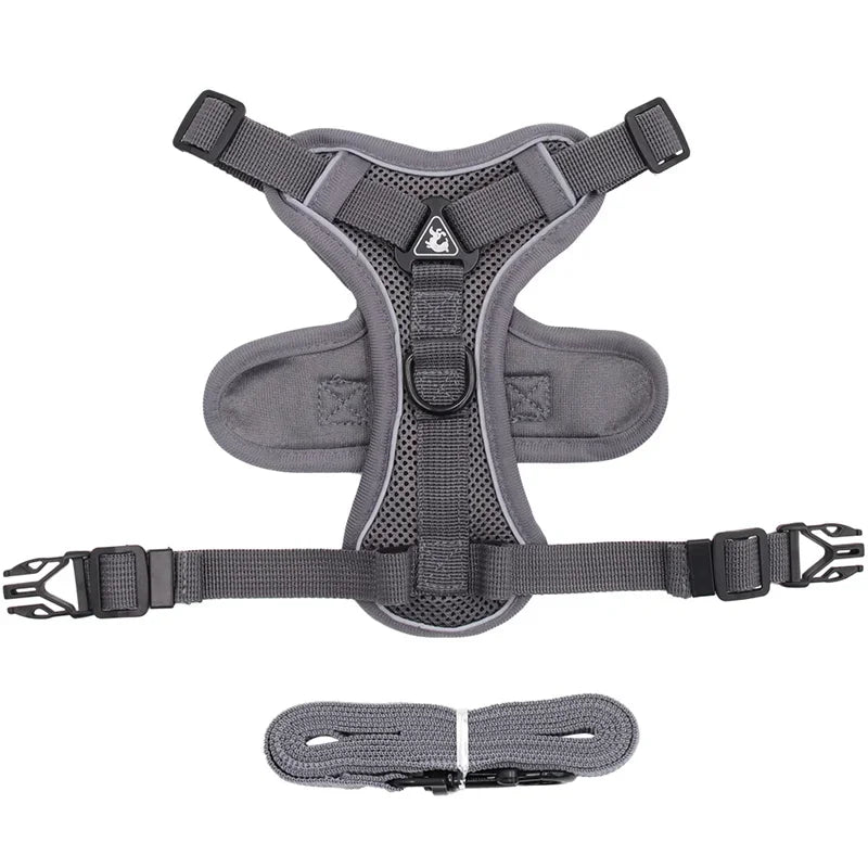 StrutStyle Fashion Reflective Mesh Harness & Leash Set – Premium Padded Outdoor Comfort for Cats and Small Dogs