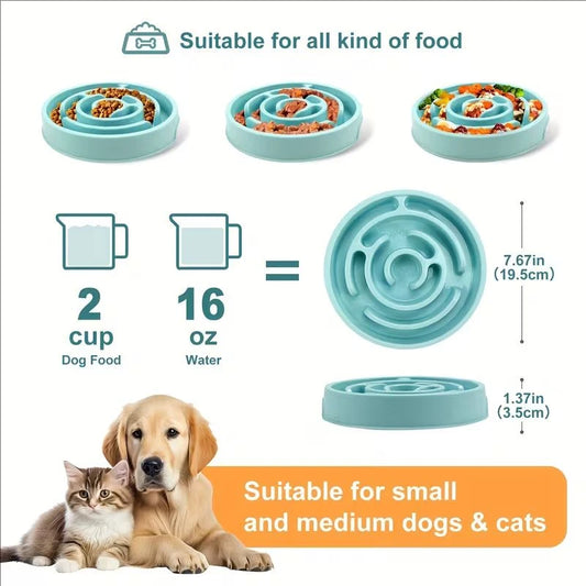 MazeMunch Non-Slip Slow Feeder Dog Bowl - Anti-Bloat Design for Healthy Eating