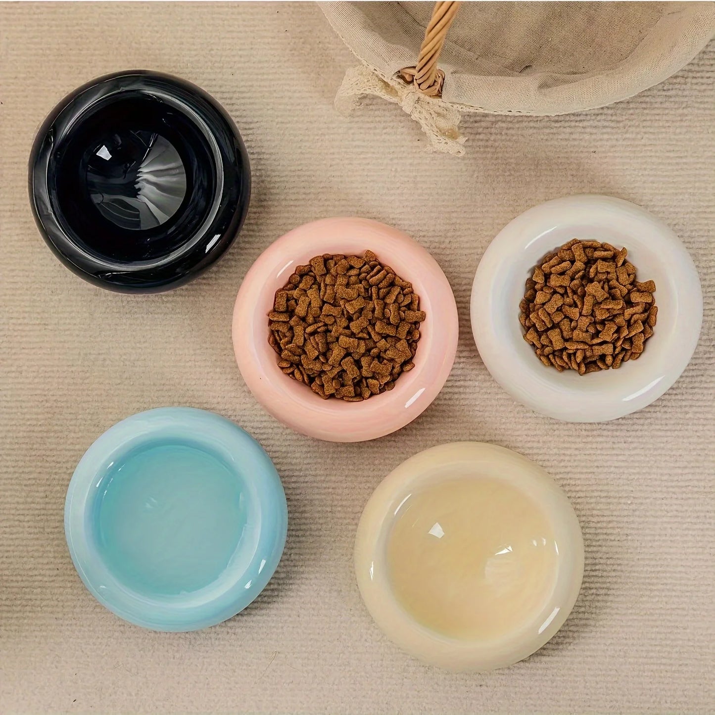 Cat Bowl Ceramic Donut Shape