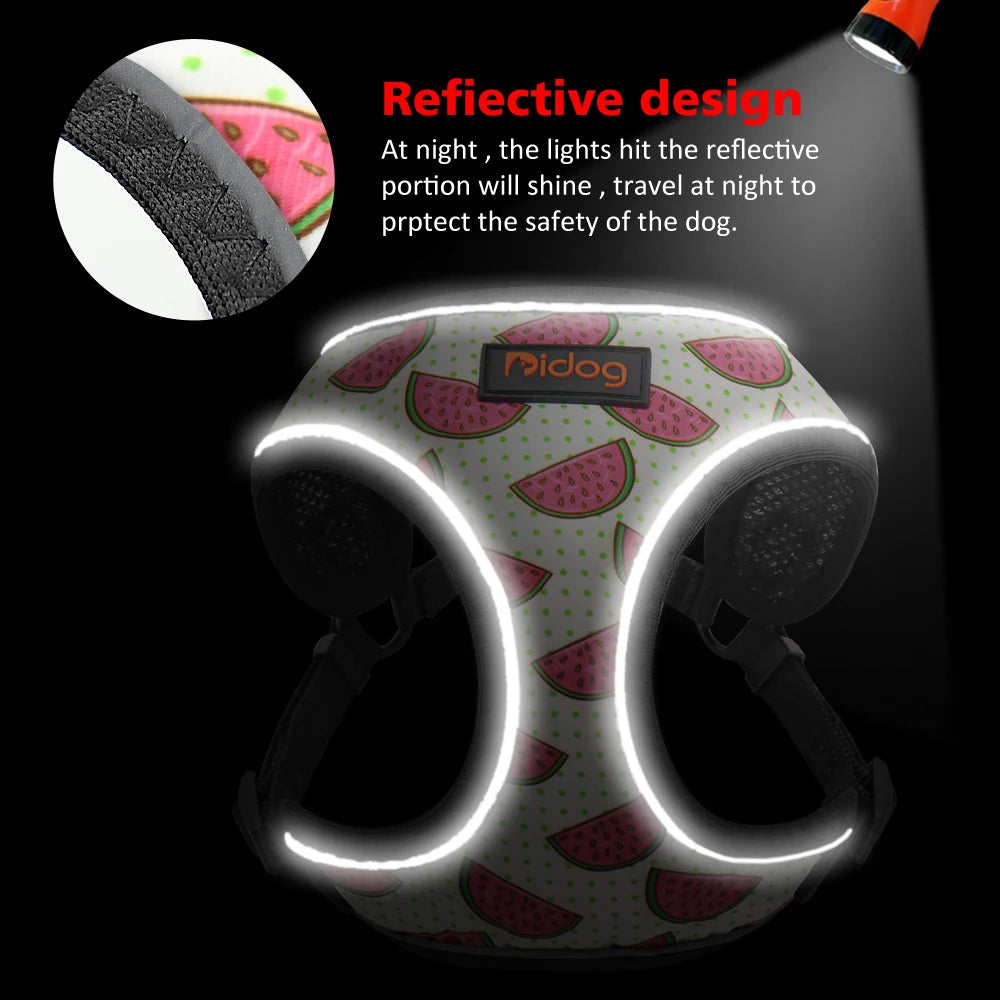 Chic Reflective Nylon Harness Fashion-Forward Prints for Stylish Walks