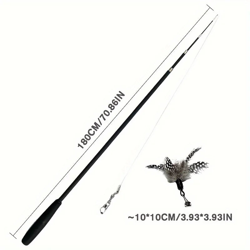 Extendable Cartoon Cat Teaser Rod – Interactive Feather Toy
