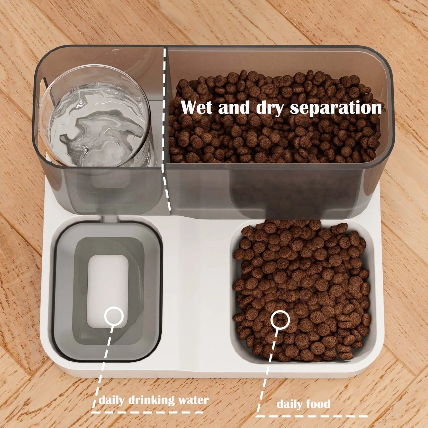 Automatic Cat Food Dispenser with Drinking Water