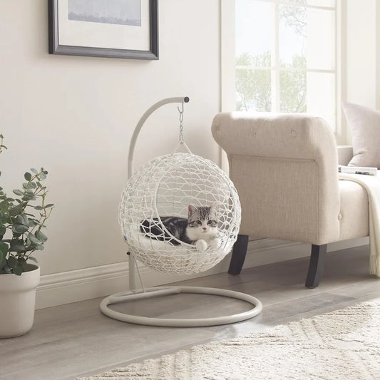 Luxe Comfort: Hanging Egg Cat Condo with Soothing Rock & Plush Cushions
