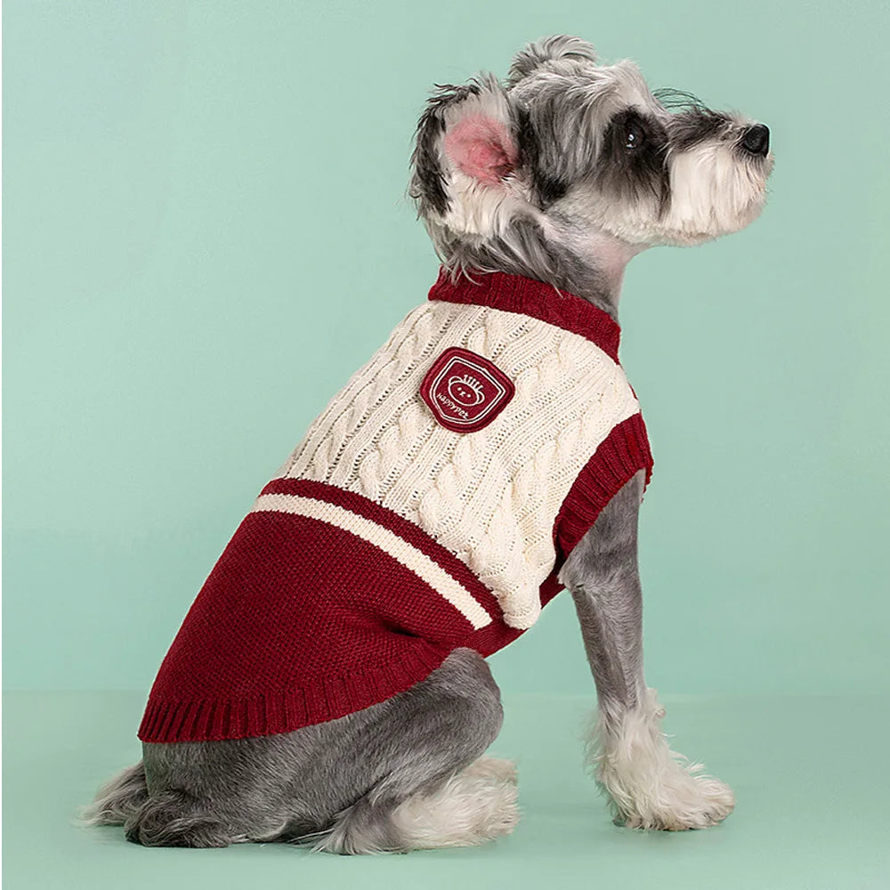 Cozy Classics: Festive Cotton Sweater for Small & Medium Pets
