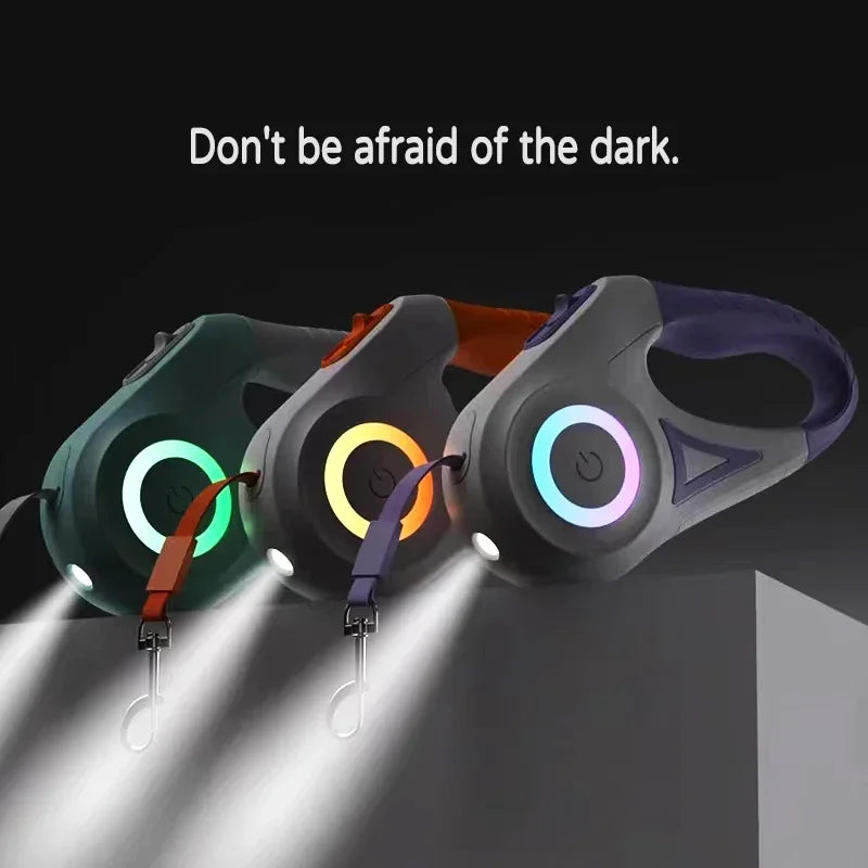 LED Retractable Dog Leash with Built-In Light - Illuminate Your Walks