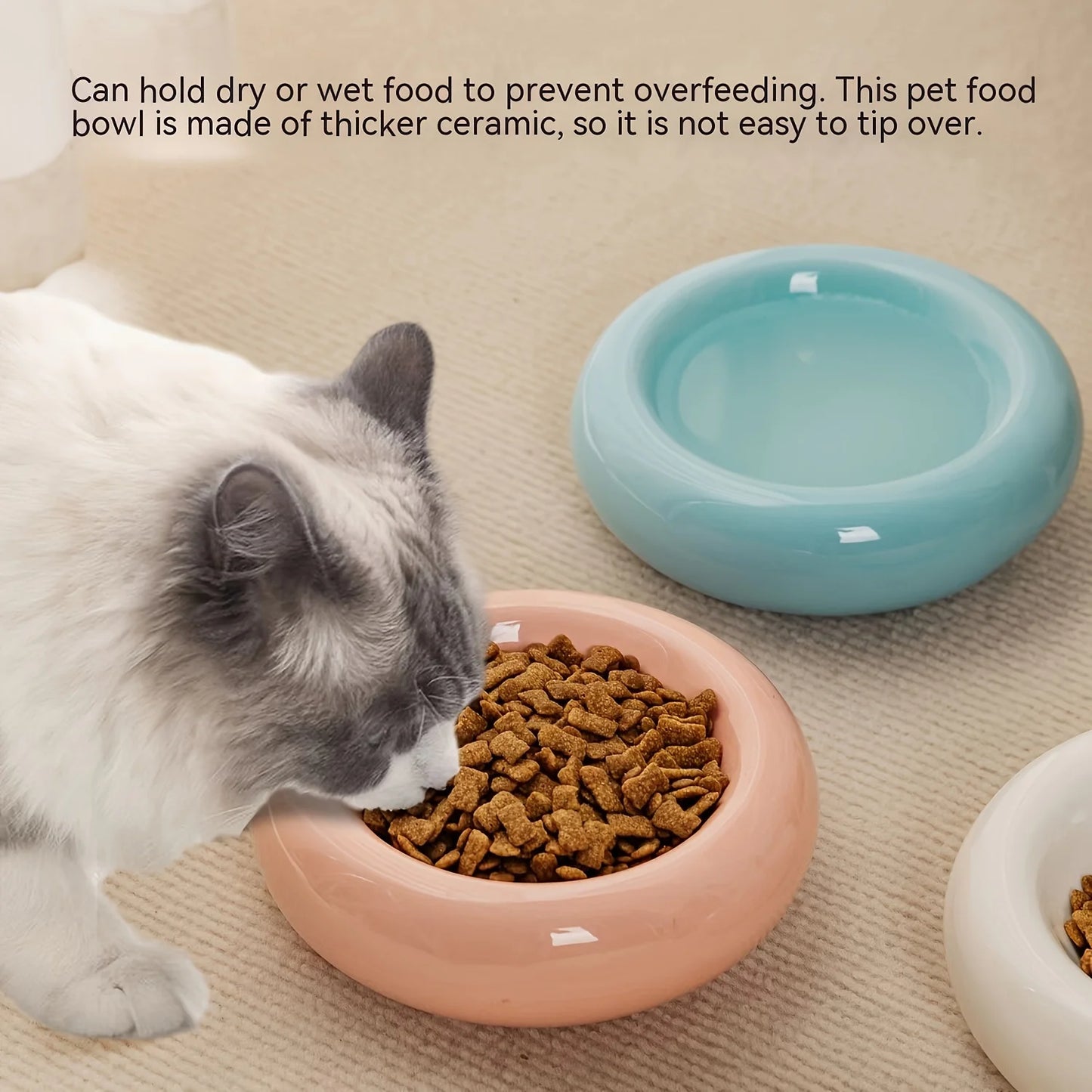 Cat Bowl Ceramic Donut Shape