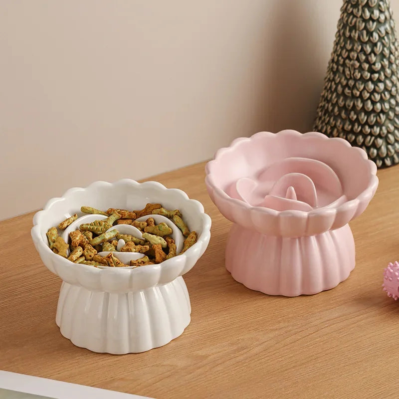 Elevated Ceramic Cat Bowl – Anti-Choking Slow Feed Design