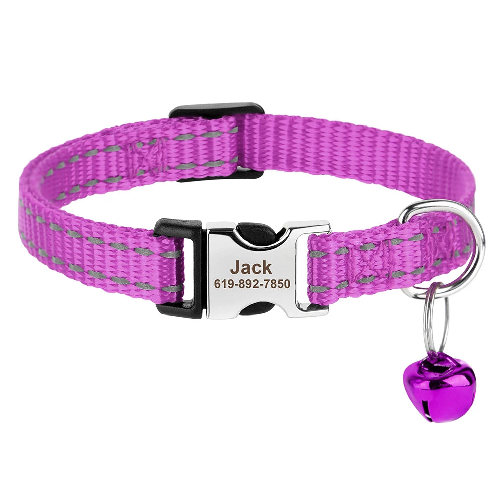 Personalized Pet Collar with Engraved ID & Bell – Safe & Stylish for Cats and Small Dogs