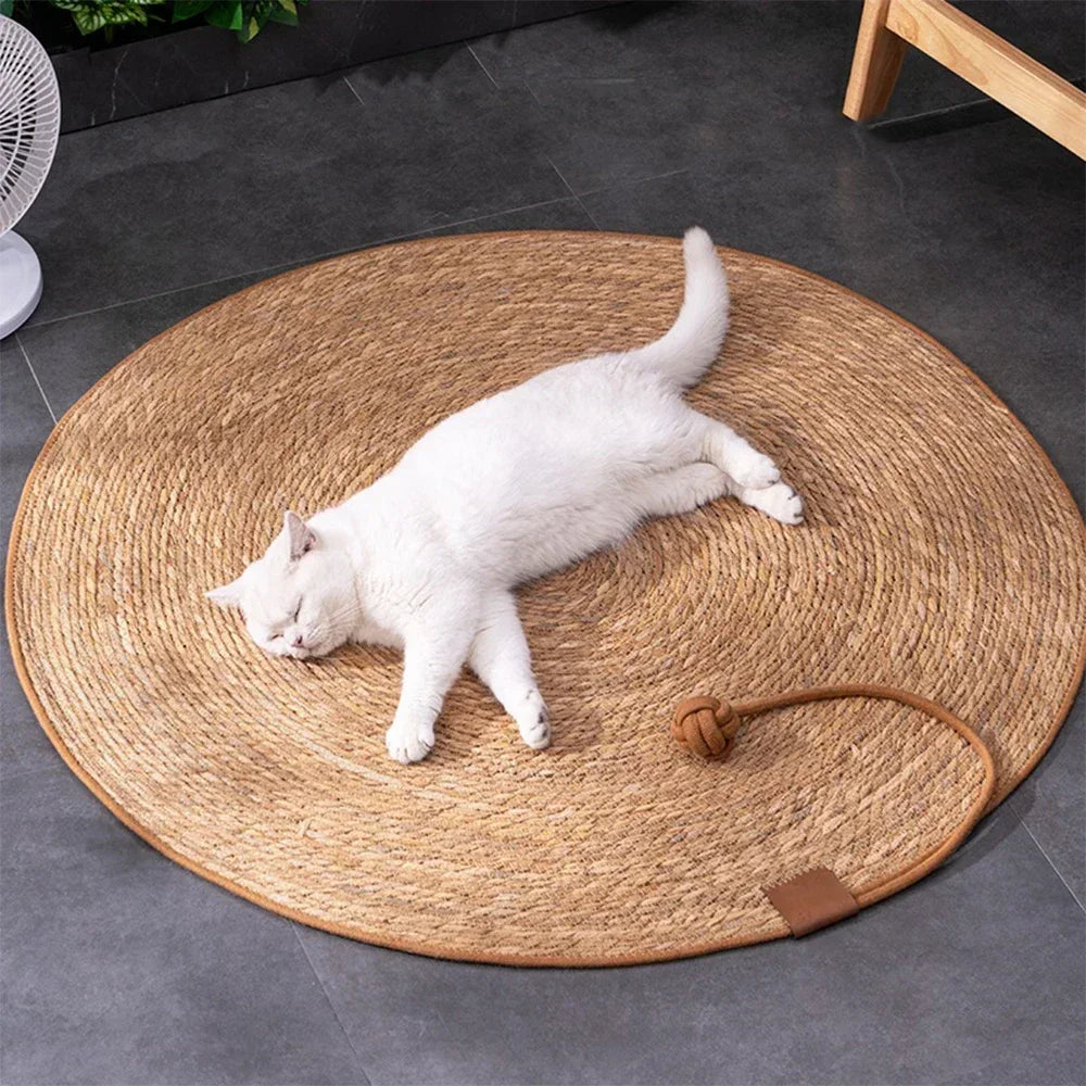 Eco-Friendly Rattan Cat Scratcher & Furniture Protector Mat