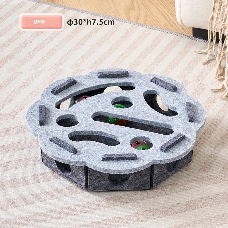 Interactive Felt Maze Box with Bell Balls for Cats
