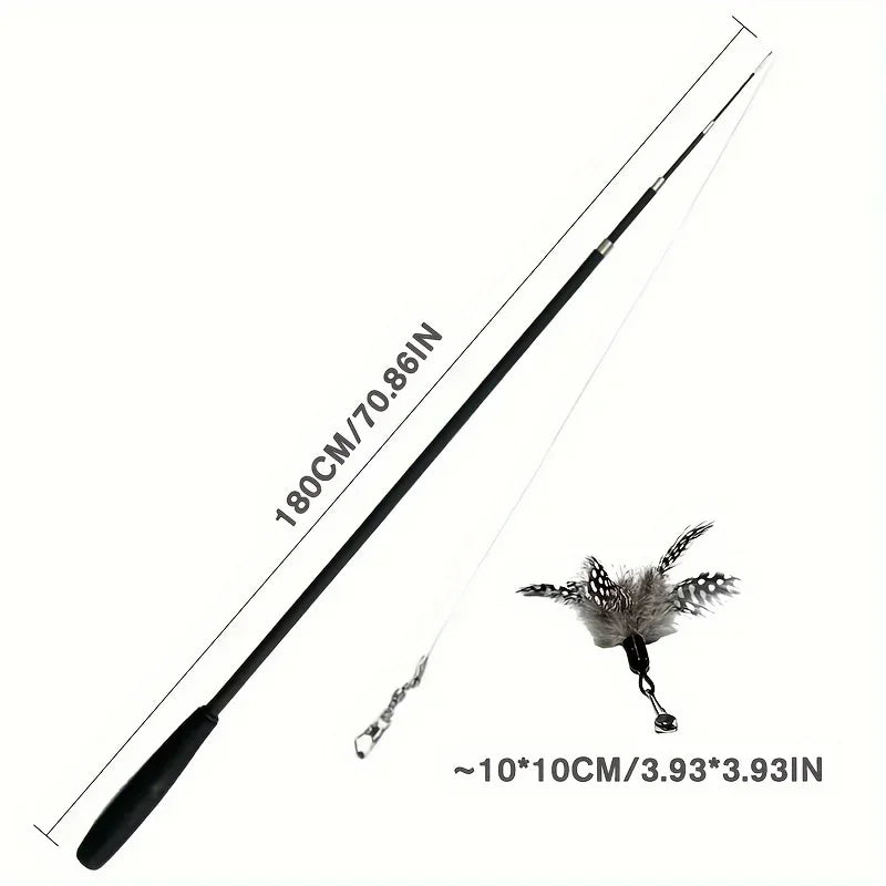 Extendable Cartoon Cat Teaser Rod – Interactive Feather Toy