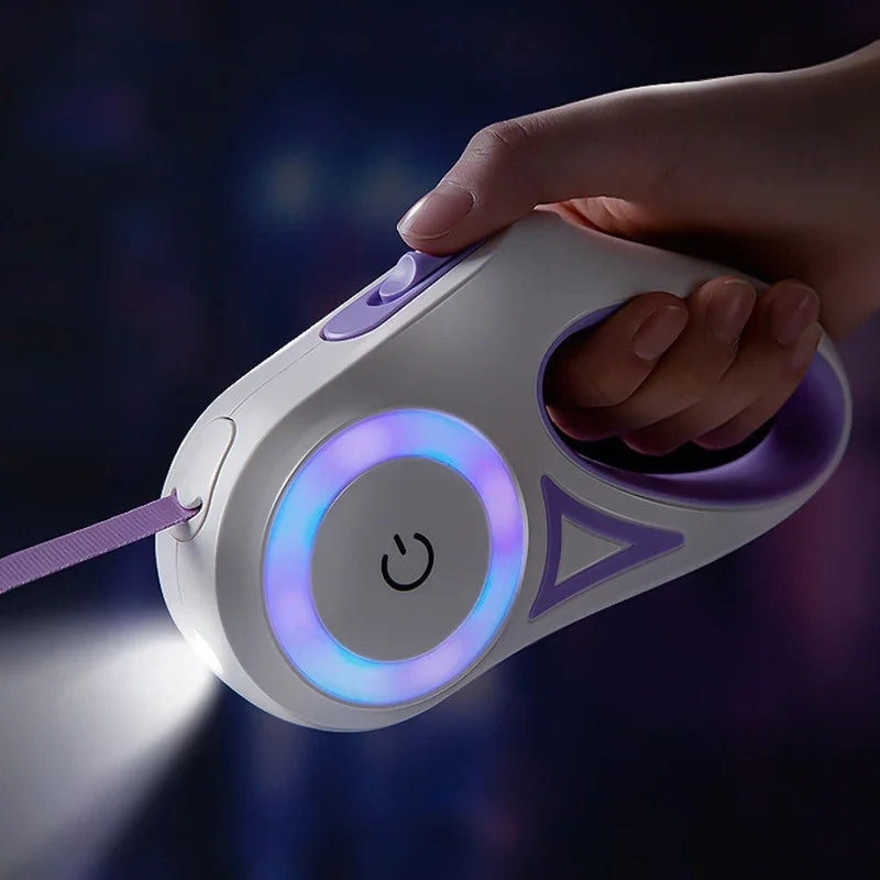 LED Retractable Dog Leash with Built-In Light - Illuminate Your Walks