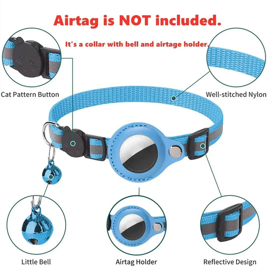 Reflective Anti-Lost Cat Collar with Airtag Protective Case & Bell