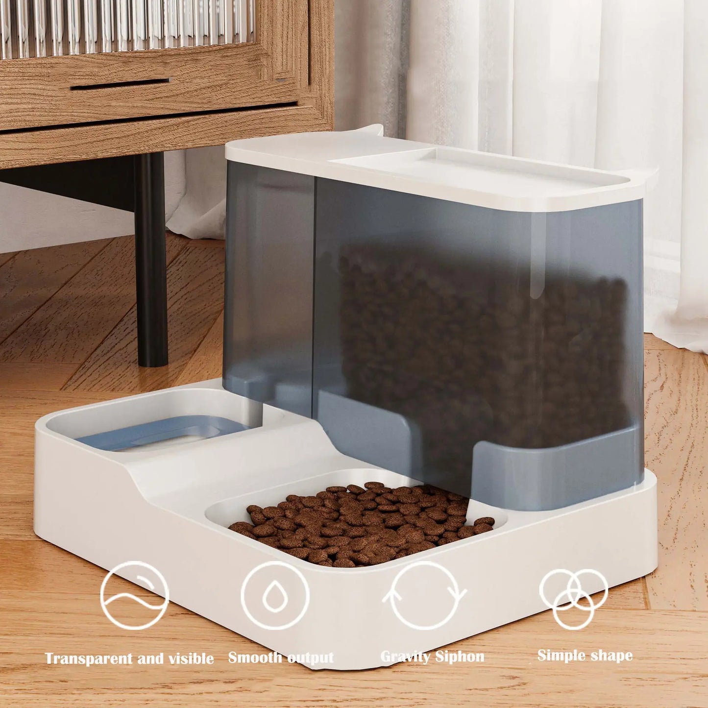 Automatic Cat Food Dispenser with Drinking Water