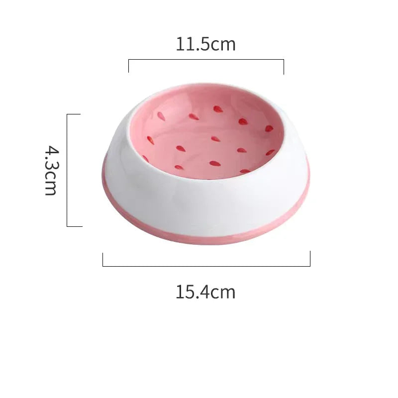 Fruit-Themed Ceramic Pet Bowls – Watermelon & Strawberry Designs