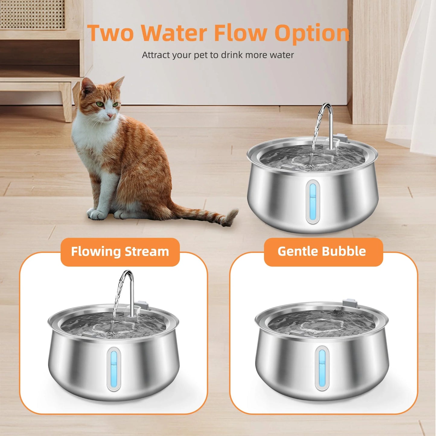 4L Stainless Steel Cat Drinking Fountain – Ultra-Quiet Hydration for Multiple Pets