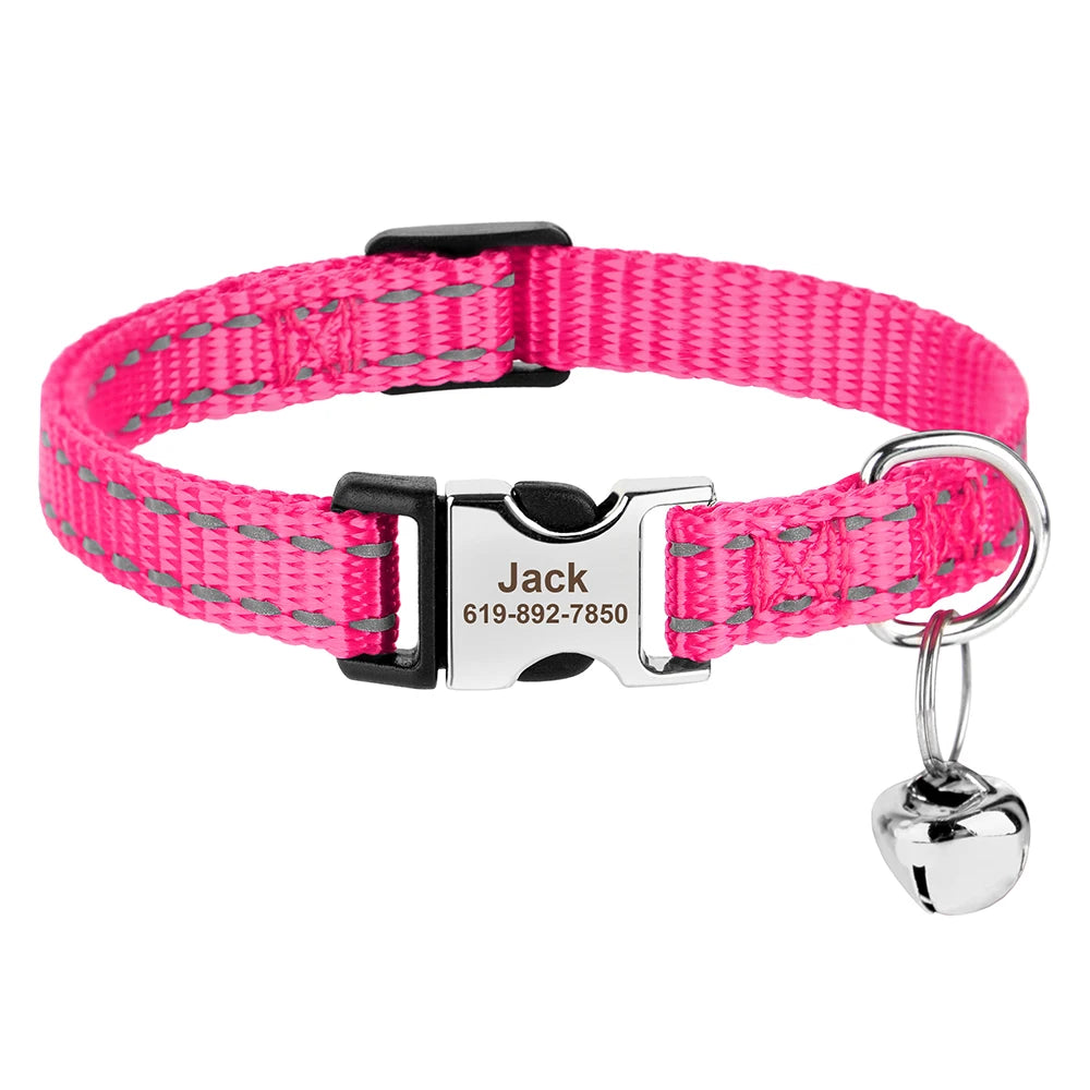 Personalized Pet Collar with Engraved ID & Bell – Safe & Stylish for Cats and Small Dogs