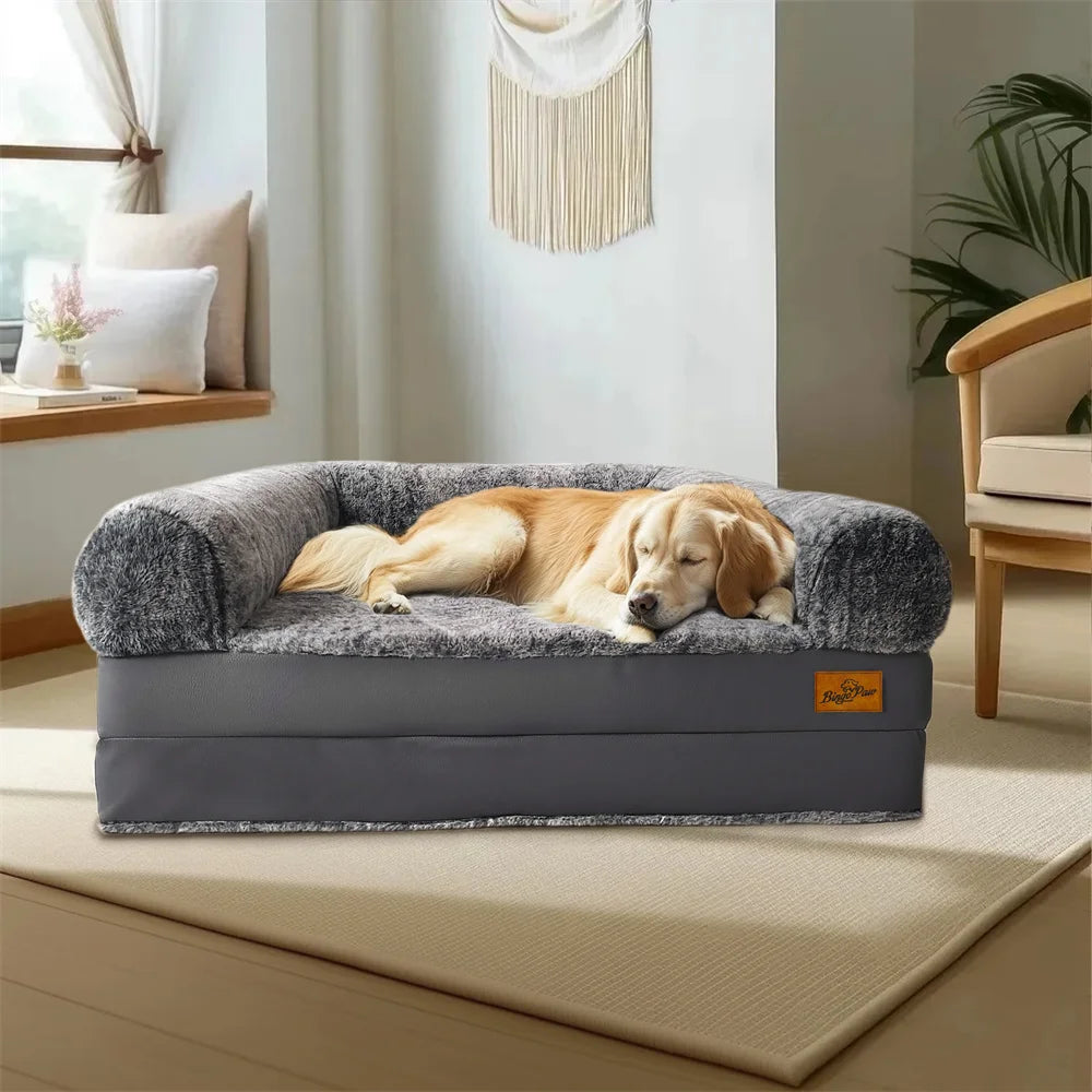Foldable 2-in-1 Human & Dog Calming Bed with Plush Cover