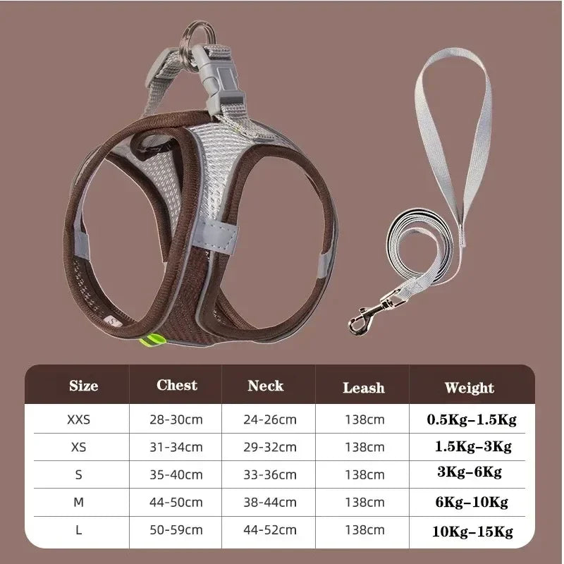 AirStride Breathable Mesh Vest Harness – Soft & Adjustable Training Harness for Dogs & Cats