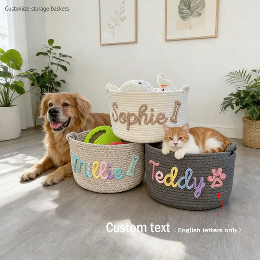PawTidy Custom Cotton Rope Toy Basket – Woven Pet Storage Organizer