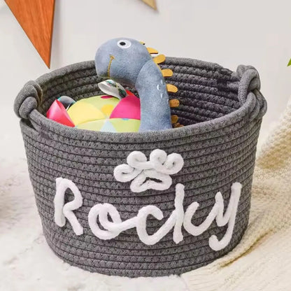 PawTidy Custom Cotton Rope Toy Basket – Woven Pet Storage Organizer