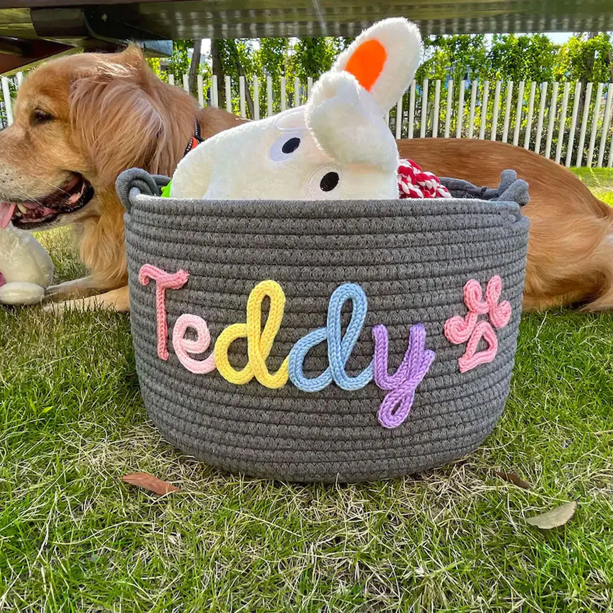 PawTidy Custom Cotton Rope Toy Basket – Woven Pet Storage Organizer