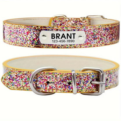 LuxeLush Personalized Leather Pet Collar – Heavy-Duty Engraved Nameplate & ID Tag Pendant