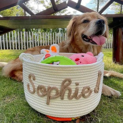 PawTidy Custom Cotton Rope Toy Basket – Woven Pet Storage Organizer