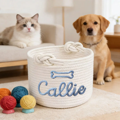 PawTidy Custom Cotton Rope Toy Basket – Woven Pet Storage Organizer